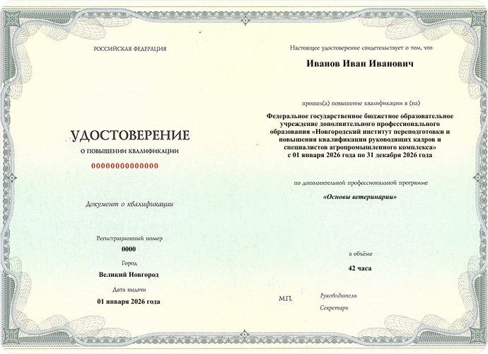 Удостоверение о повышении квалификации