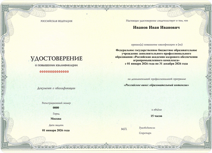 Удостоверение о повышении квалификации