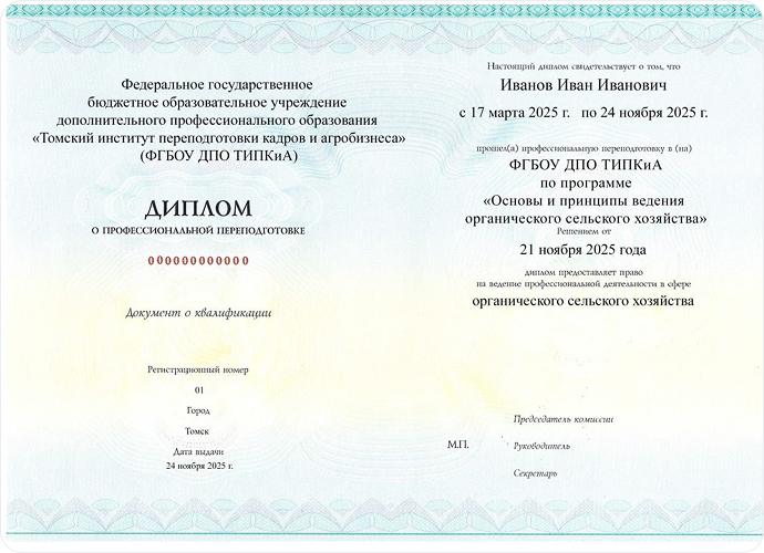 Диплом о профессиональной переподготовке