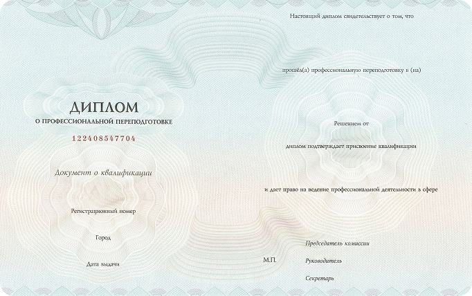 Диплом о профессиональной переподготовке 