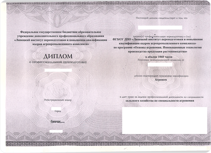 Диплом о профессиональной переподготовке