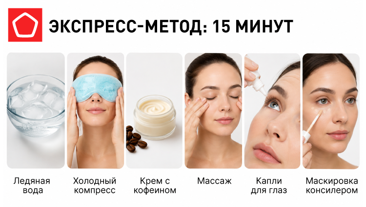 Экспресс метод от отеков с кремами и макияжем