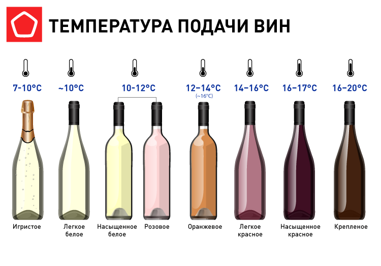 Инфографика Температура подачи вин Инфографика Температура подачи вин